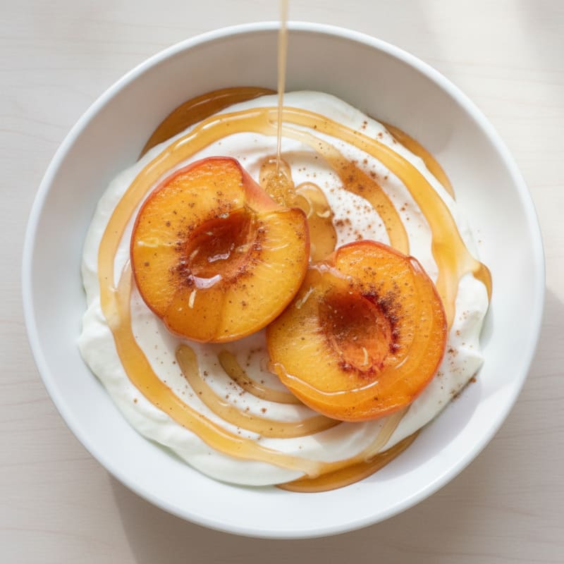 Baked Peaches with Honey-Yogurt Drizzle