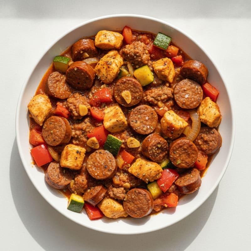 Hearty Mixed Game Sausage Skillet