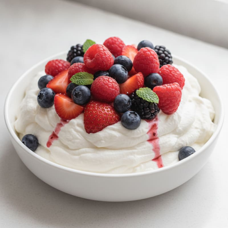 Greek Yogurt Protein Mousse with Mixed Berries