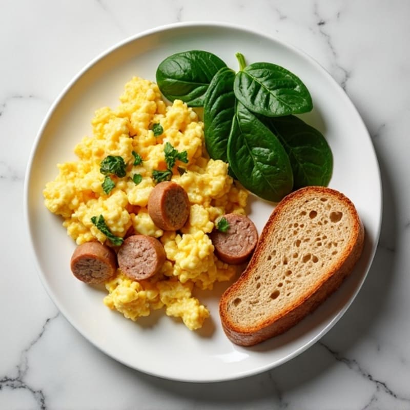 Egg White Scramble with Spinach and Turkey Sausage