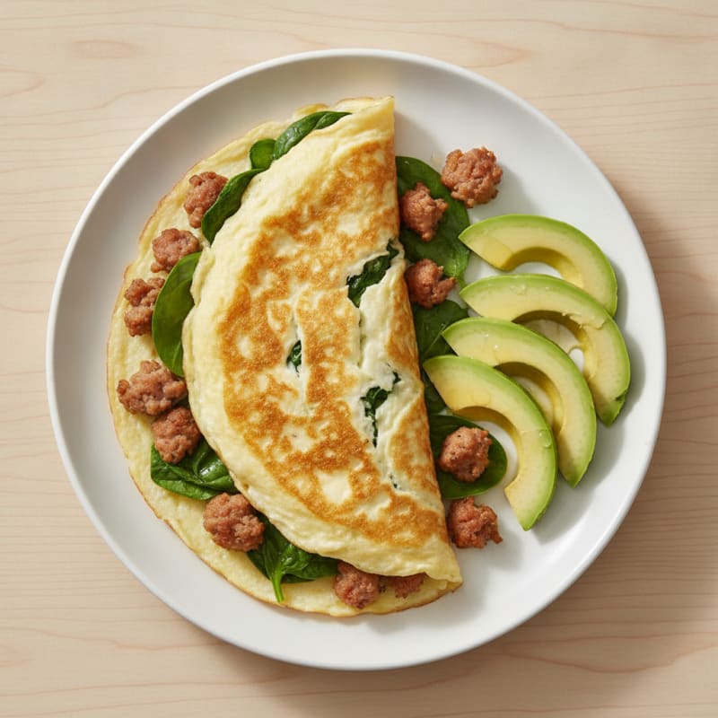 Egg White Omelette with Spinach and Turkey Sausage