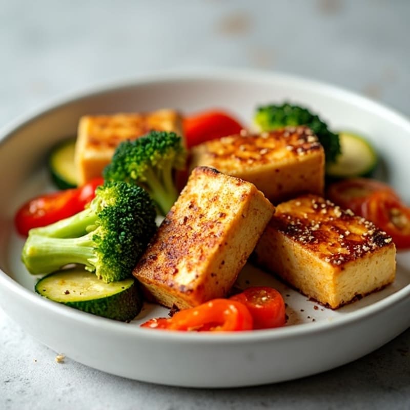 Crispy Baked Tofu with Roasted Vegetables