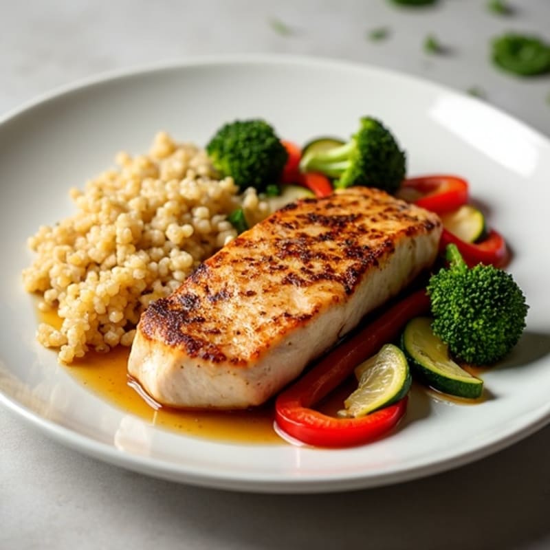 Pan-Seared Tuna with Crispy Roasted Vegetables