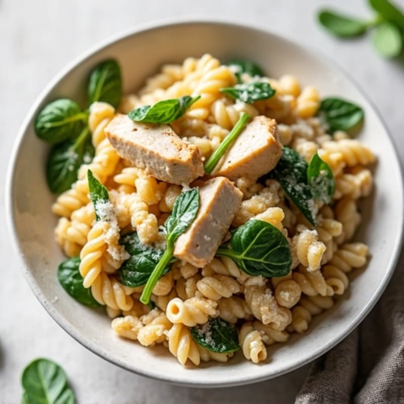 Creamy Chicken and Spinach Whole Wheat Pasta
