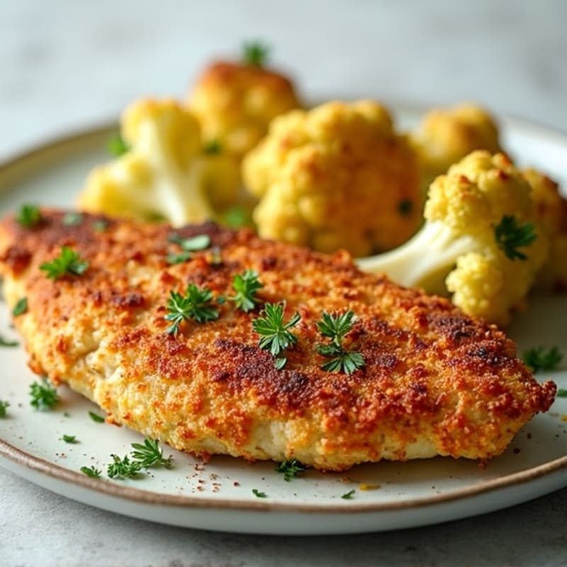 Crispy Almond-Crusted Chicken with Herb-Roasted Cauliflower