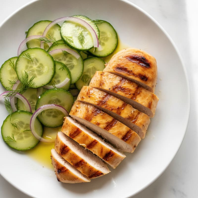 Grilled Chicken Breast with Cucumber Salad