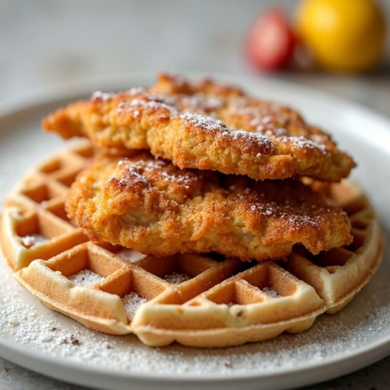 Crispy Baked Chicken with Fluffy Whole Wheat Waffles