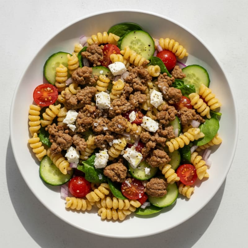 Mediterranean Beef and Tomato Pasta Salad
