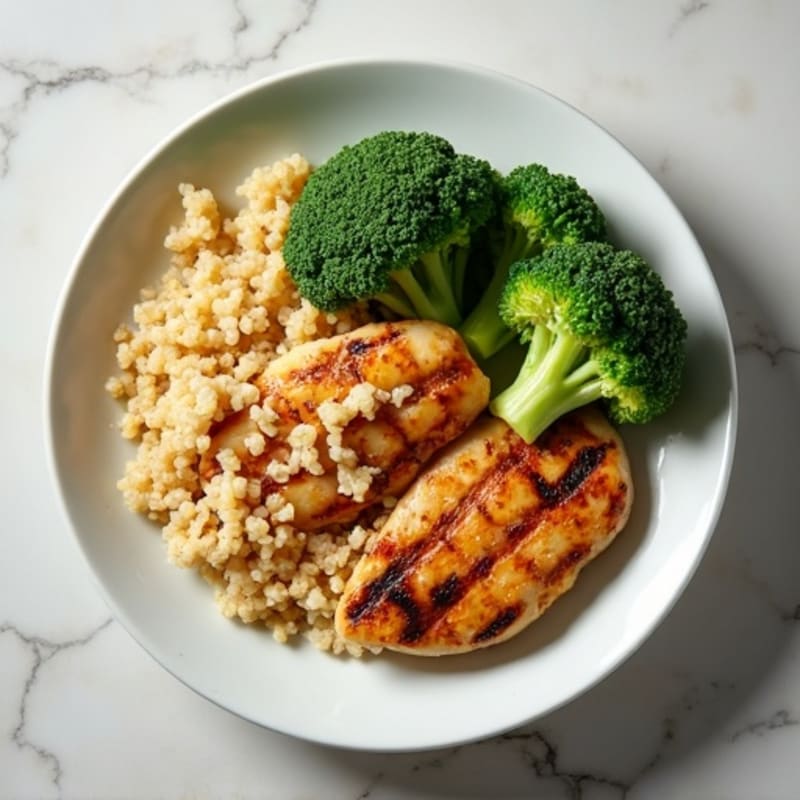 Grilled Chicken Breast with Quinoa and Steamed Broccoli