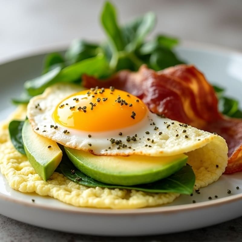Egg White Omelet with Spinach and Turkey Bacon