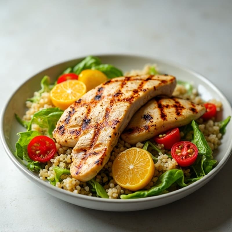 Grilled Chicken and Quinoa Salad with Crunchy Vegetables