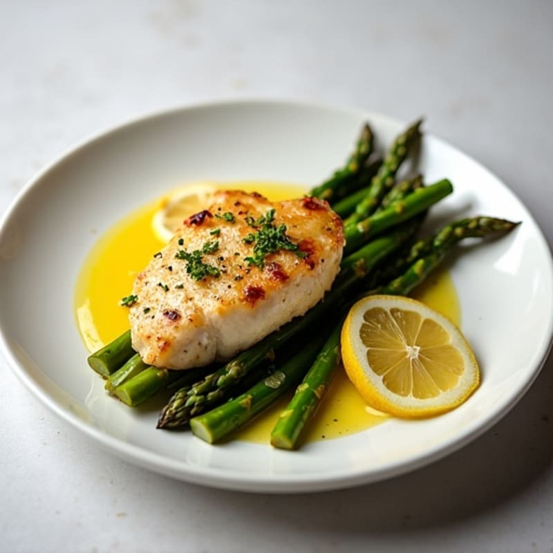 Lemon-Garlic Pan-Seared Chicken with Roasted Asparagus