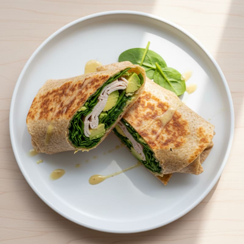 Grilled Turkey and Avocado Wrap with Spinach