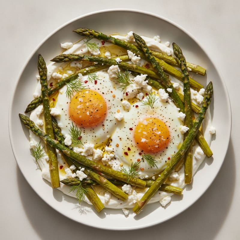 Baked Eggs with Roasted Asparagus