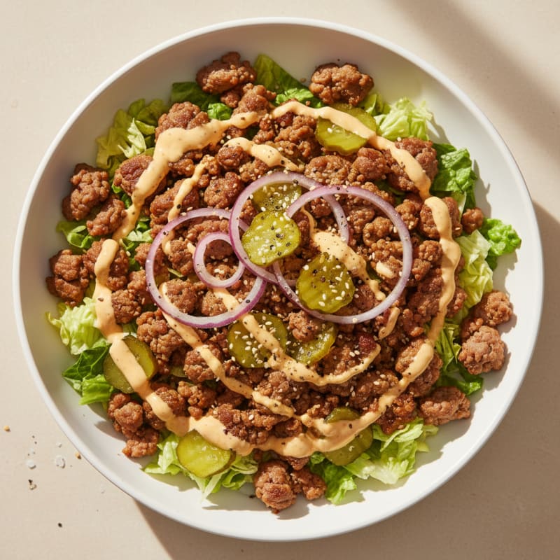 Crispy Ground Beef Big Mac Bowl