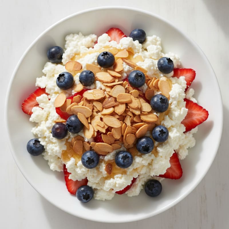 Cottage Cheese Berry Parfait with Almond Crunch
