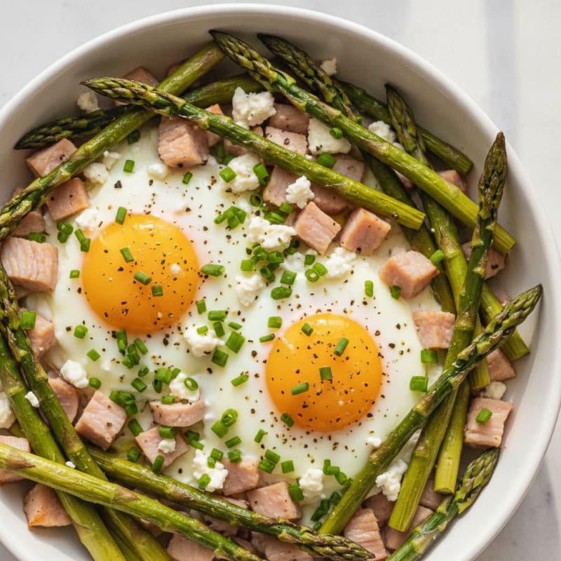 Baked Eggs with Roasted Asparagus