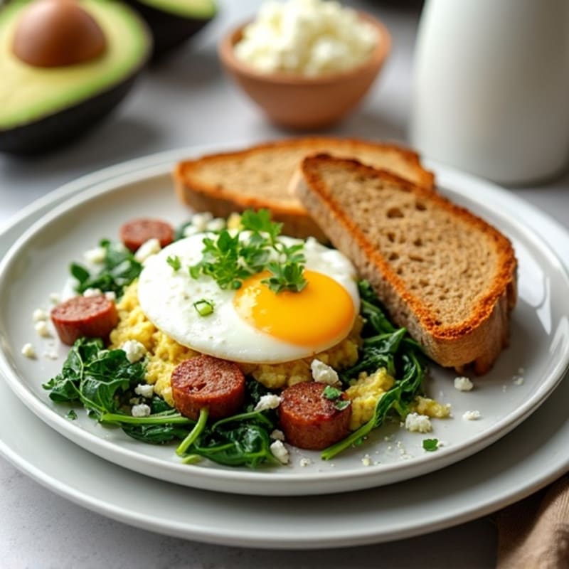 Egg White Scramble with Spinach and Turkey Sausage