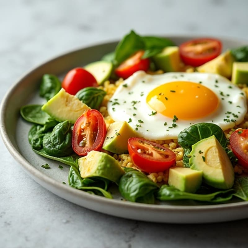 Egg White and Cottage Cheese Scramble with Spinach and Cherry Tomatoes