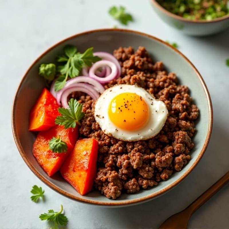 Spiced Ground Beef and Roasted Sweet Potato Bowl