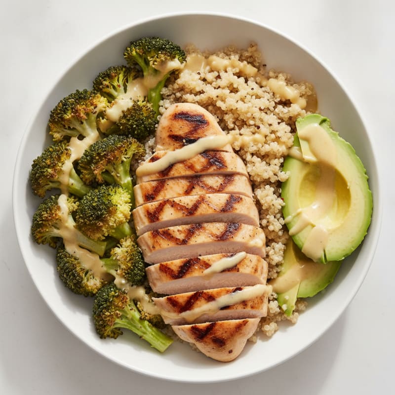 Grilled Chicken and Quinoa Power Bowl with Roasted Broccoli