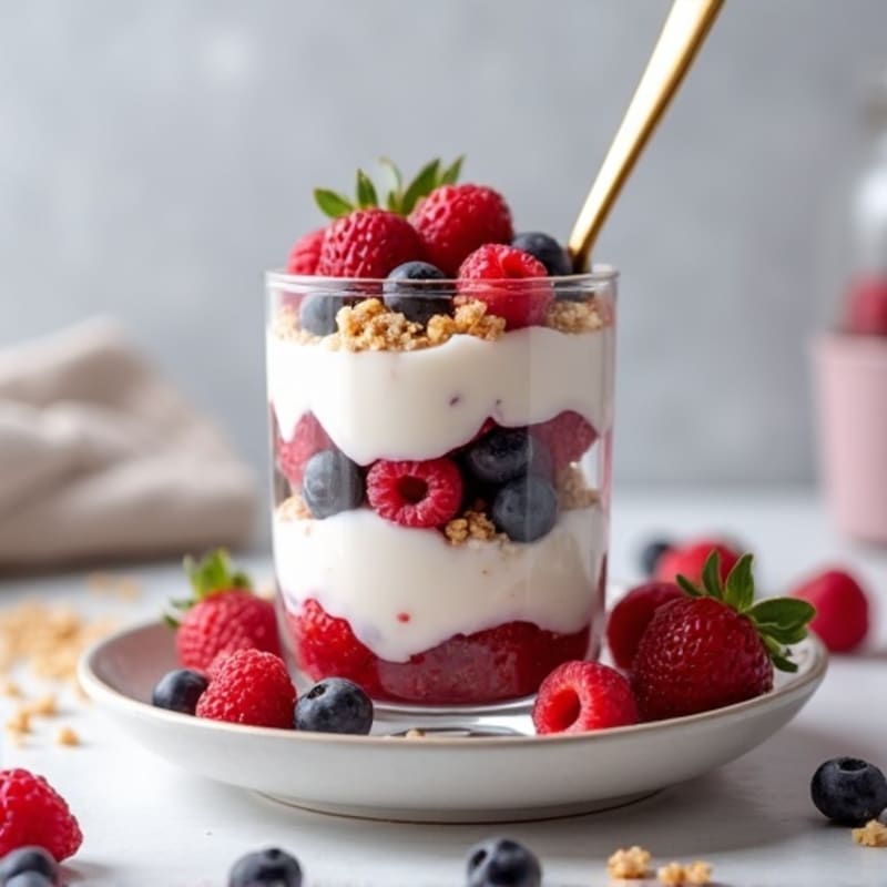 Greek Yogurt Protein Parfait with Mixed Berries