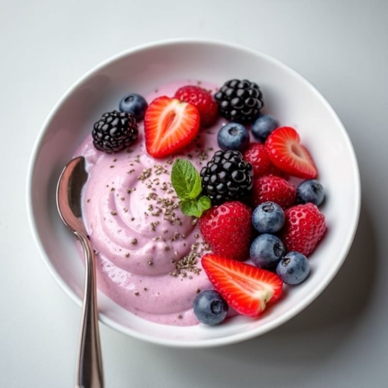 Silky Greek Yogurt Protein Pudding with Mixed Berries