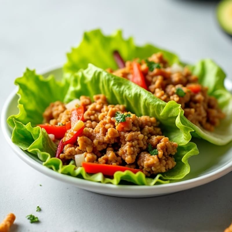 Spicy Ground Turkey Lettuce Wraps with Crunchy Water Chestnuts