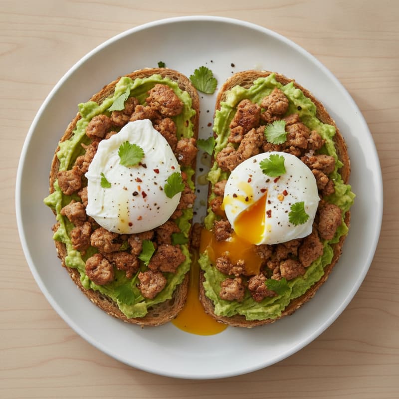 Avocado Turkey Toast with Poached Eggs