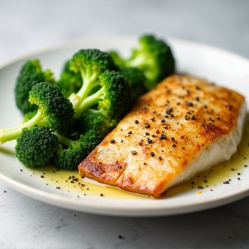Seared Tilapia with Steamed Broccoli and Lemon