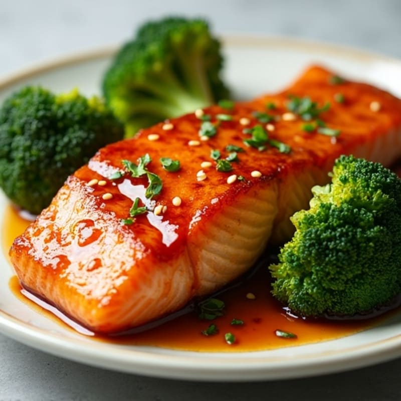 Crispy Teriyaki Glazed Salmon with Roasted Broccoli