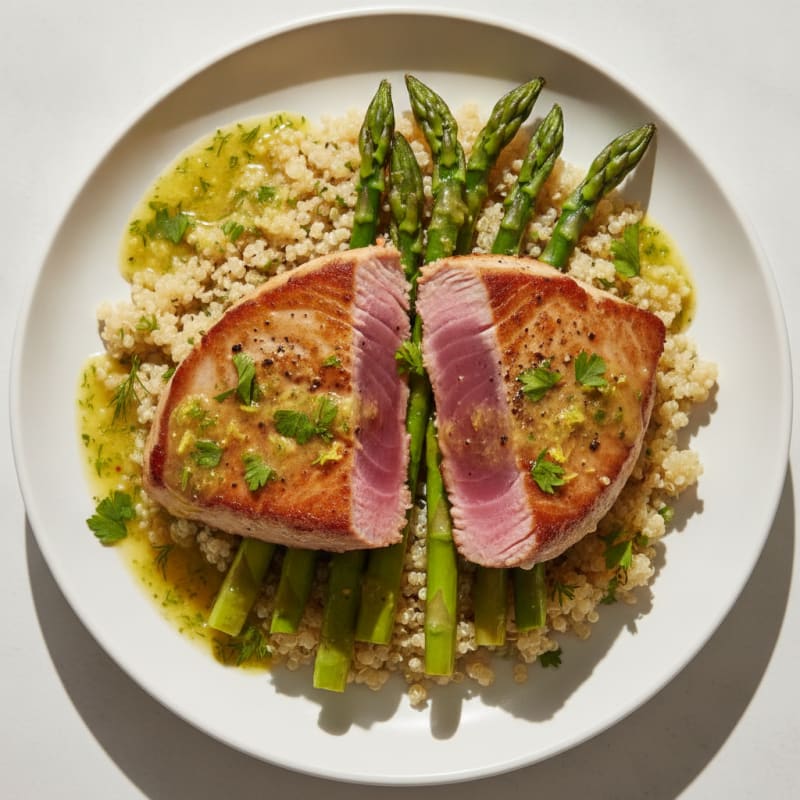 Seared Tuna with Lemon-Herb Sauce