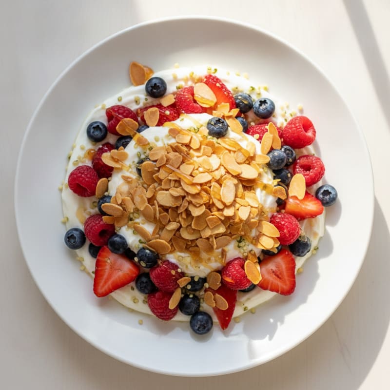 Creamy Greek Yogurt Parfait with Mixed Berries and Toasted Almonds