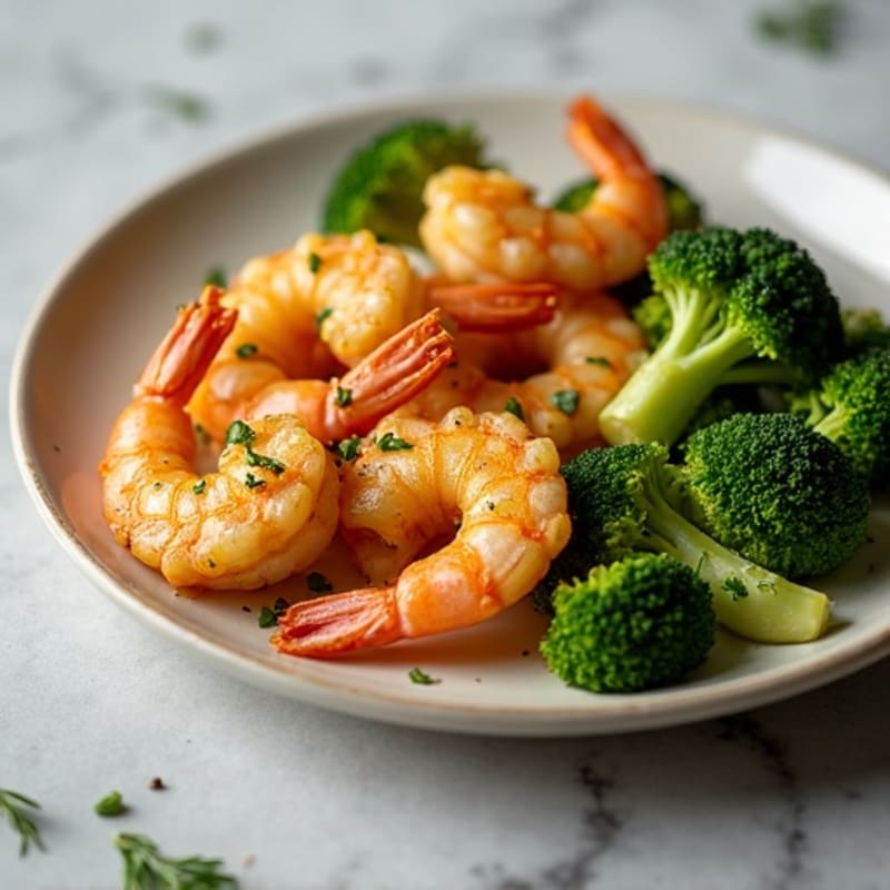 Crispy Lemon Garlic Shrimp with Roasted Broccoli
