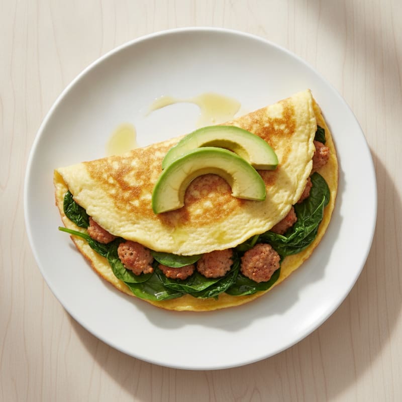 Egg White Spinach Omelette with Turkey Sausage