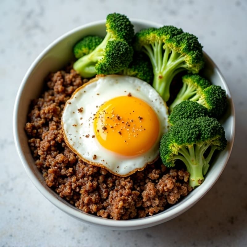 Savory Lean Ground Beef and Crispy Broccoli Bowl