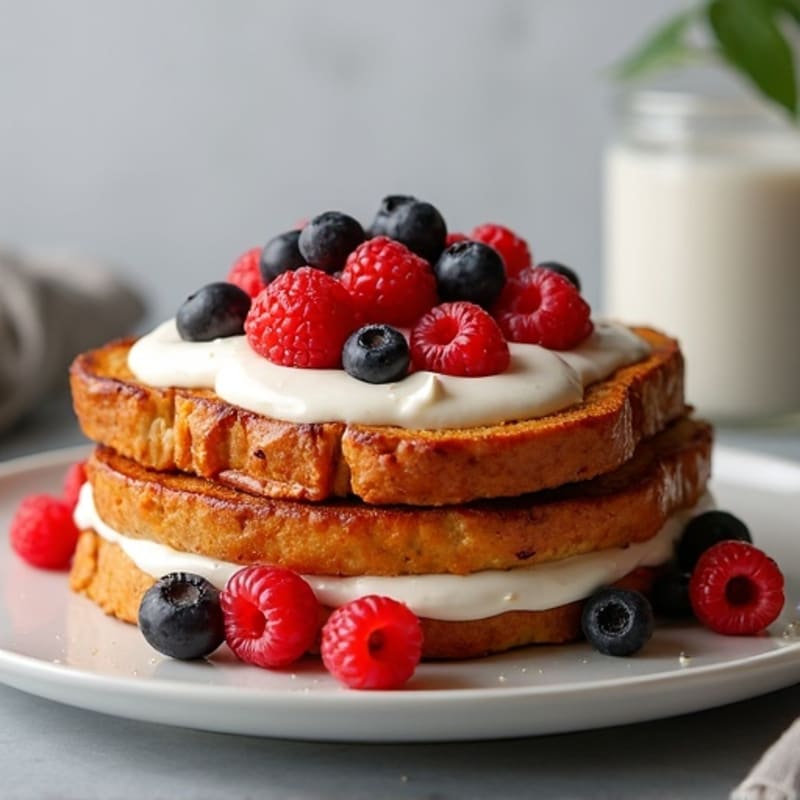 Baked Peanut Butter and Berry Stuffed French Toast