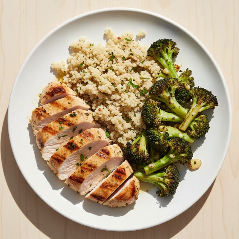 Grilled Turkey Breast with Quinoa and Roasted Broccoli