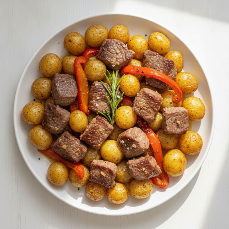Diced Beef and Roasted Baby Potatoes