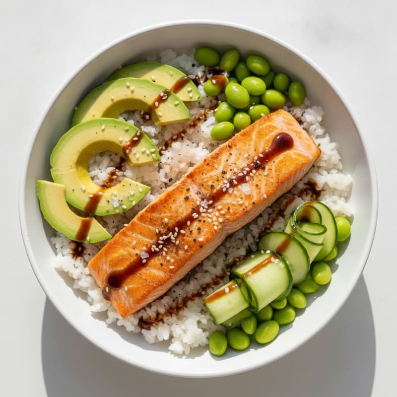 Sushi Rice Bowl with Salmon and Avocado