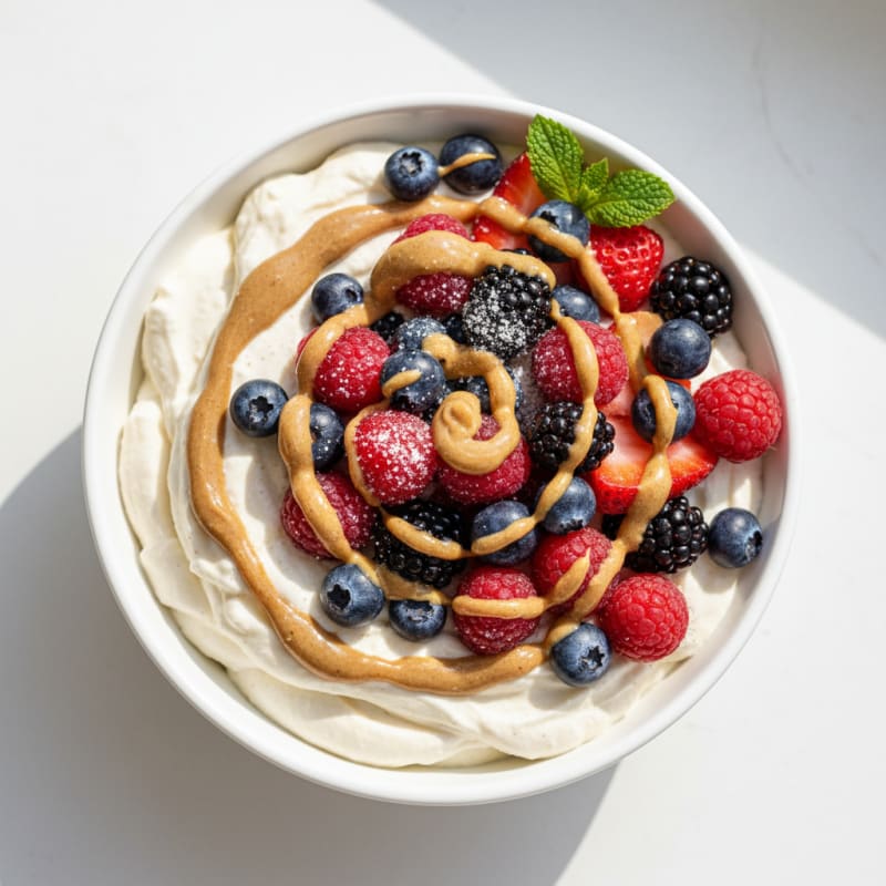 Greek Yogurt Protein Mousse with Mixed Berries