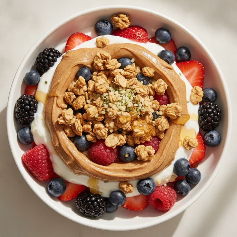 Creamy Greek Yogurt Parfait with Mixed Berries and Almond Butter