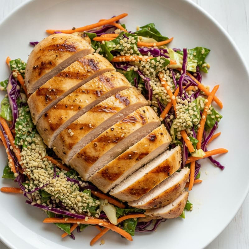 Grilled Chicken Breast with Crunchy Cabbage Slaw