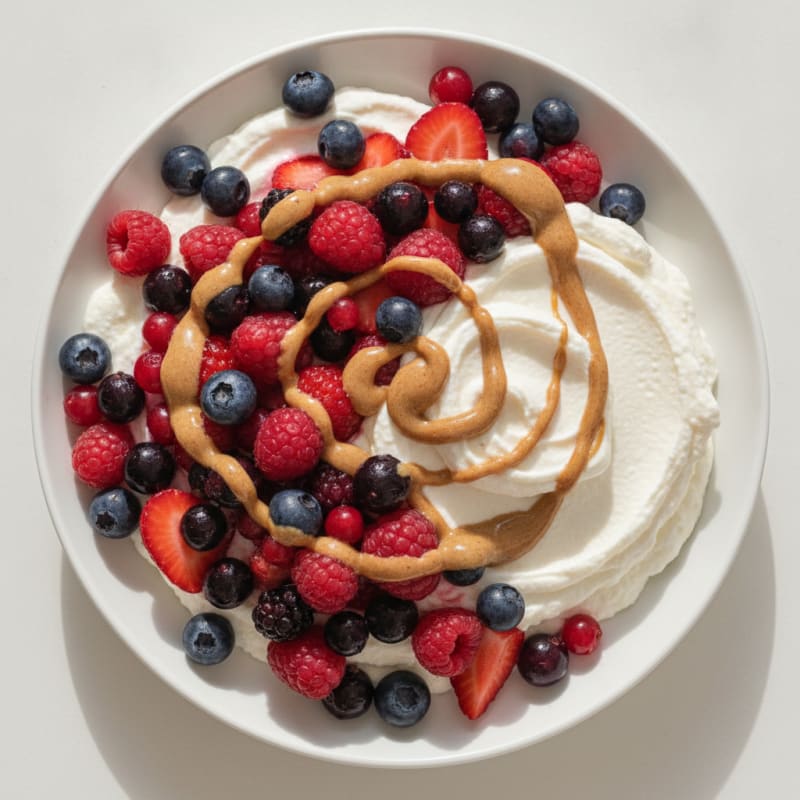 Greek Yogurt Protein Mousse with Mixed Berries