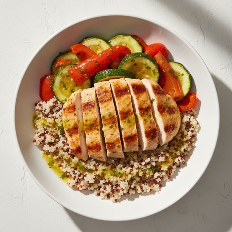 Grilled Chicken and Quinoa Bowl with Roasted Vegetables