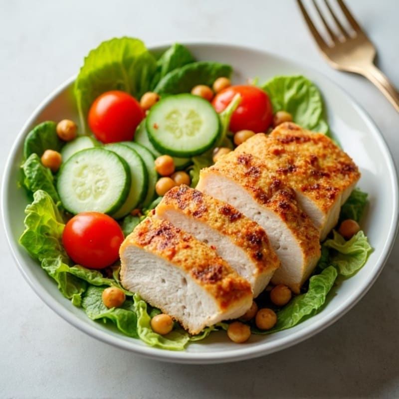 Grilled Turkey Breast Salad with Crunchy Romaine and Chickpeas