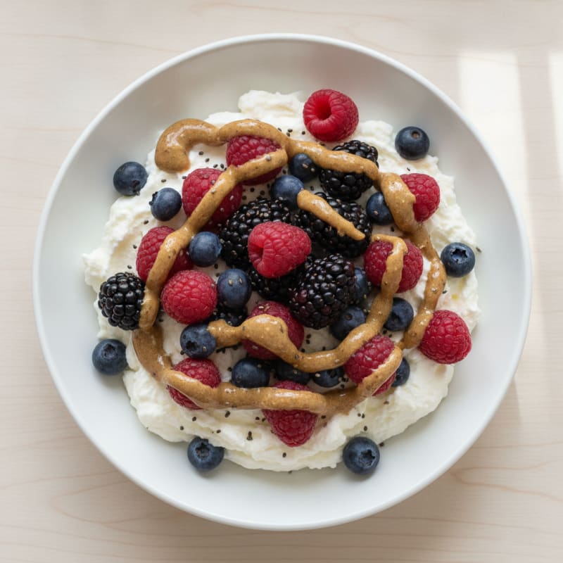 Greek Yogurt Protein Mousse with Mixed Berries