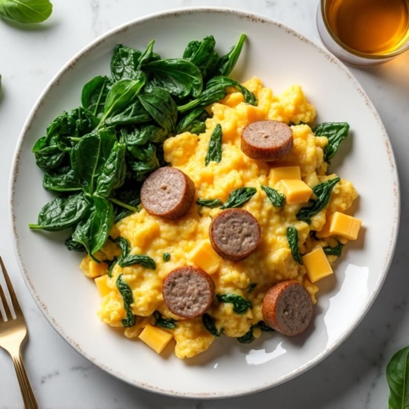 Egg White and Turkey Sausage Scramble with Spinach