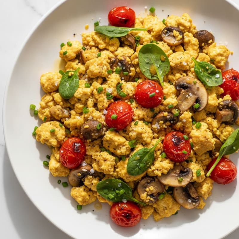 Tofu Scramble with Roasted Tomatoes and Mushrooms