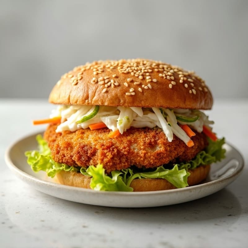 Crispy Baked Chicken Cutlet Sandwich with Greek Yogurt Slaw
